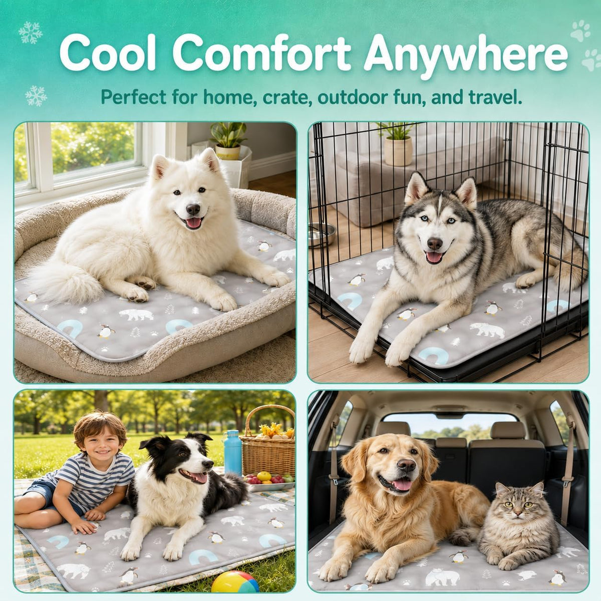 Dog Cooling Mat Gel for Indoor & Outdoor, Waterproof Non-Toxic Cooling Pad