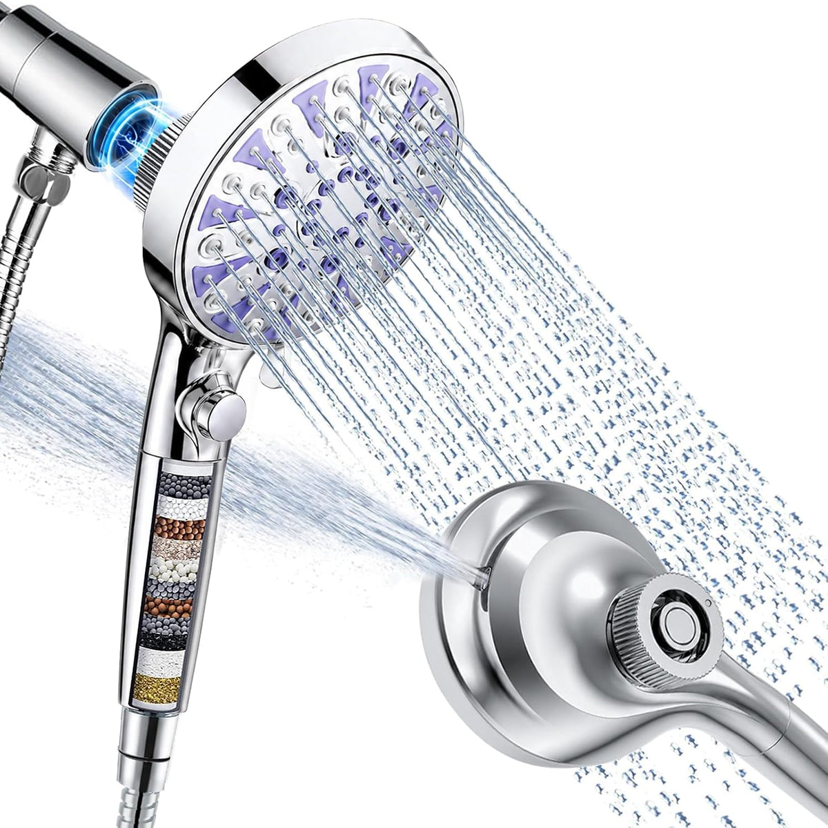 Magnetic Filtered 9-Mode Handheld Shower Head with Extra Top Spot Spray