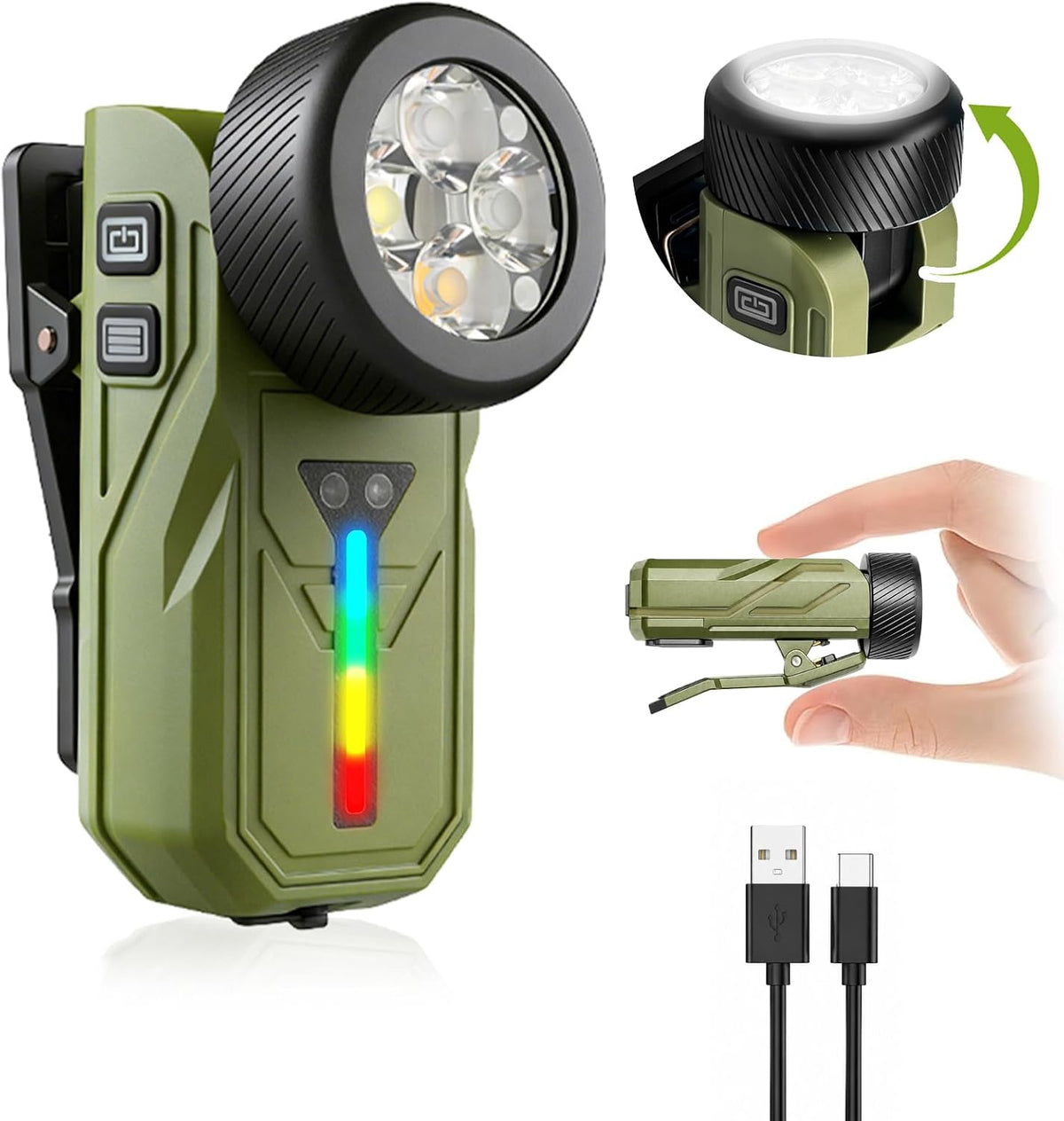 Mini EDC Flashlight Rechargeable, 90° Tilting Head,Clip-On Pocket Light