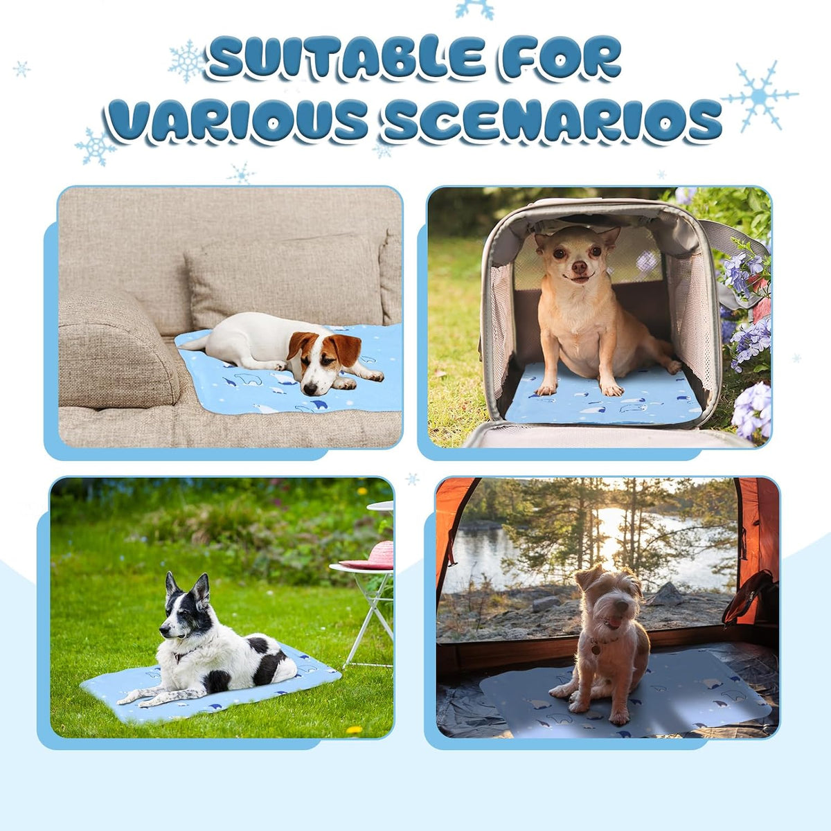 Nuanchu Pet Cooling Mat, Sky Blue Bear, 11.81 X 19.69 Inches, 1 Pcs