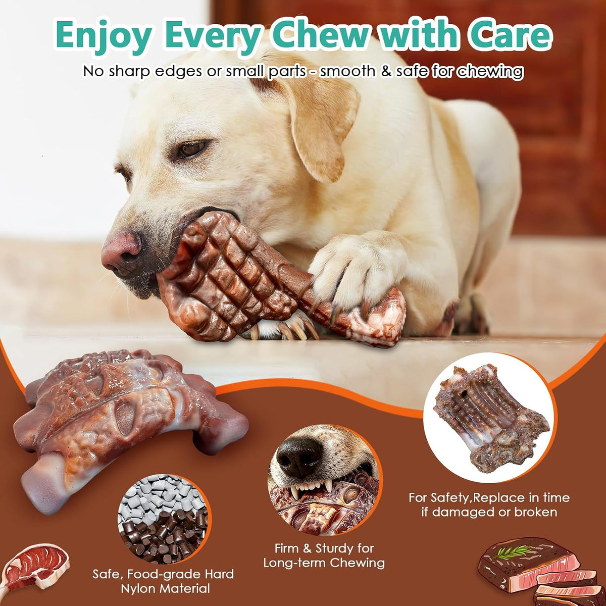 Fuufome Tough Dog Chew Toys for Medium & Large Aggressive Chewers, 2 Pack