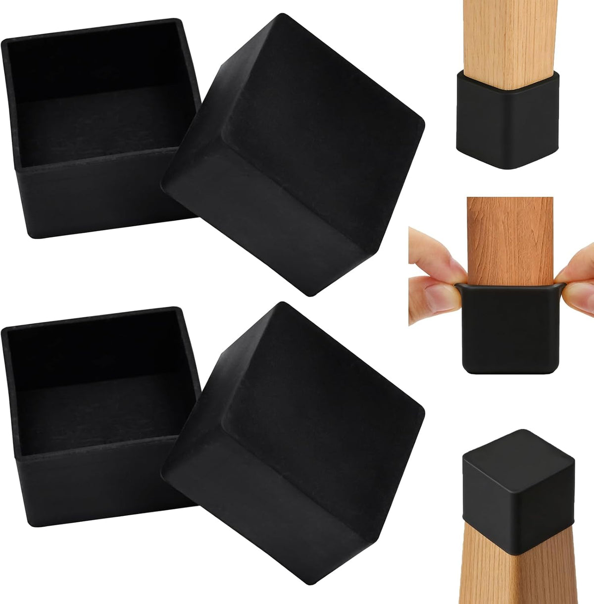 EASYEAH 3"(75 Mm) Chair Leg Caps, Silicone Chair Leg Floor Protectors