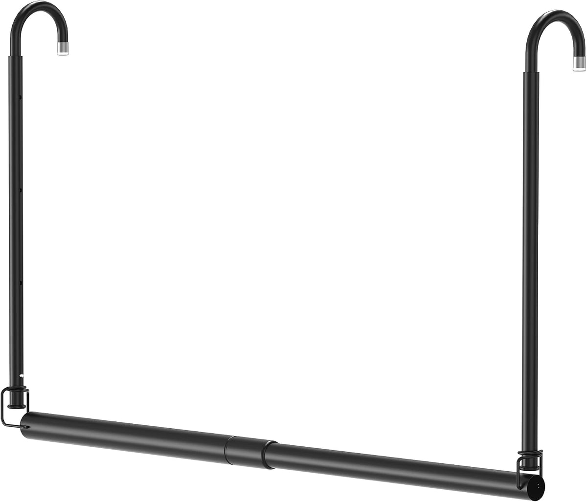 Hanging Closet Rod Adjustable Width Height Closet Rods for Hanging Clothes Black Closet Extender Hanging Rod Clothes Space-Saving Hanging Bar Organizer