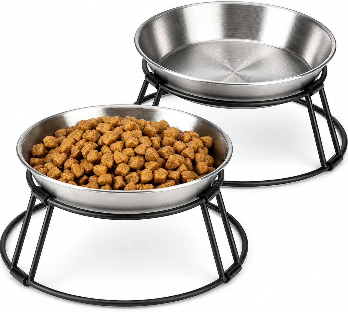 2-Pack Adjustable Tilted Elevated 304 Stainless Steel Cat Bowls