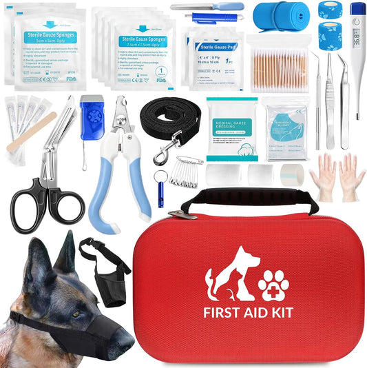AOBOPLE Dog First Aid Kit,154 Pcs Pet Emergency Kit for Home Office Travel,Outdoor & Emergency Supplies to Treat Dogs, Cats,Travel-Friendly Compact Bag for Home,Camping,Car