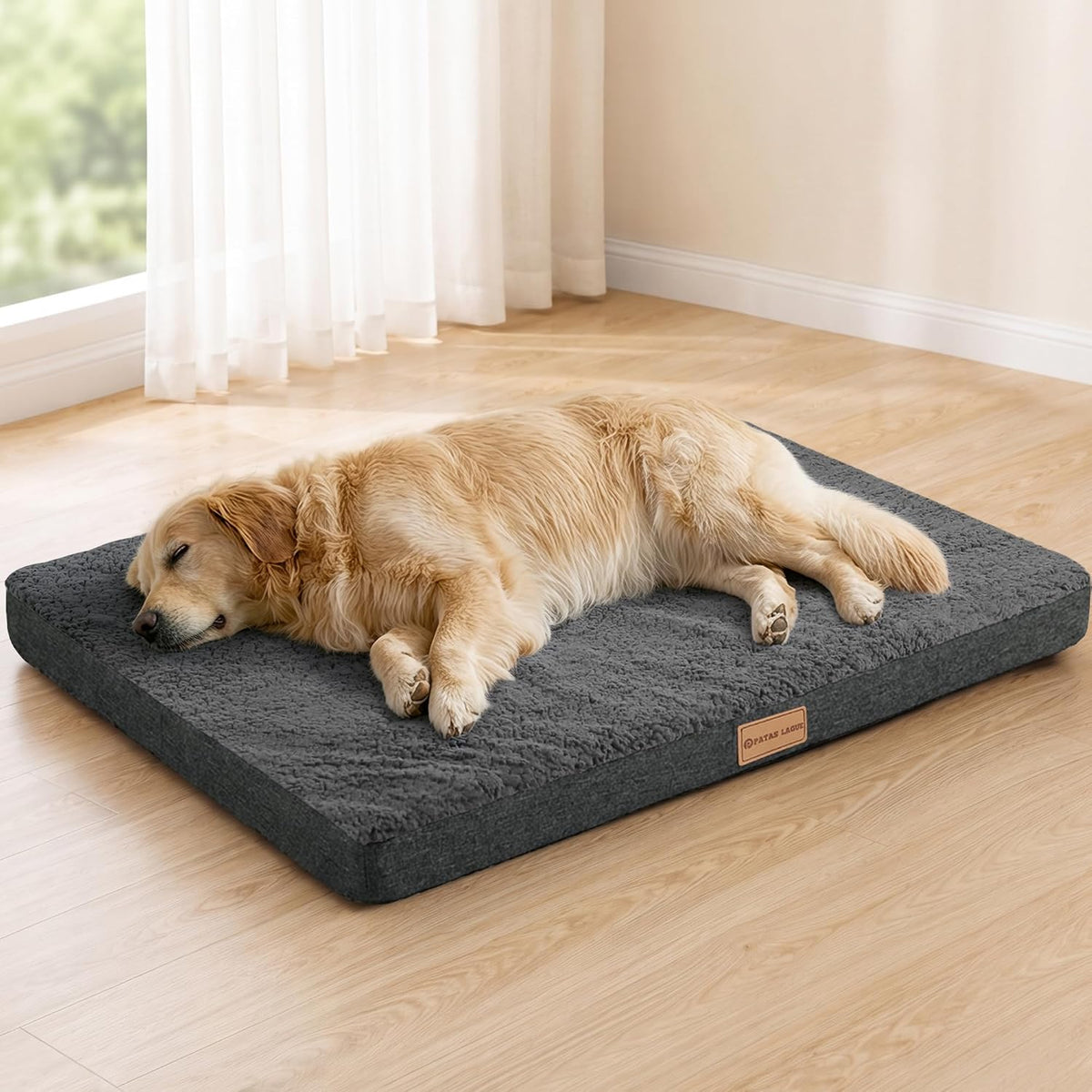 Patas Lague Orthopedic Large Dog Bed Pet Sofa Mat 48''X30'' Dark Grey