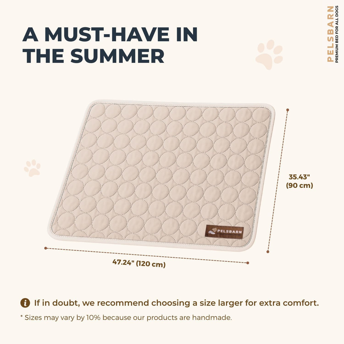 Pelsbarn Dog Cooling Mat, Ice Silk Self-Cooling Pad, Light Beige, XL
