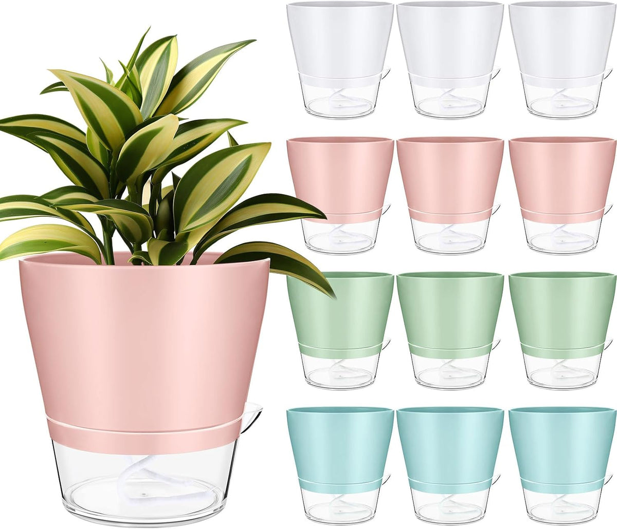 Funnymoom 12 Pack 6 Inch Self Watering Plant Pots