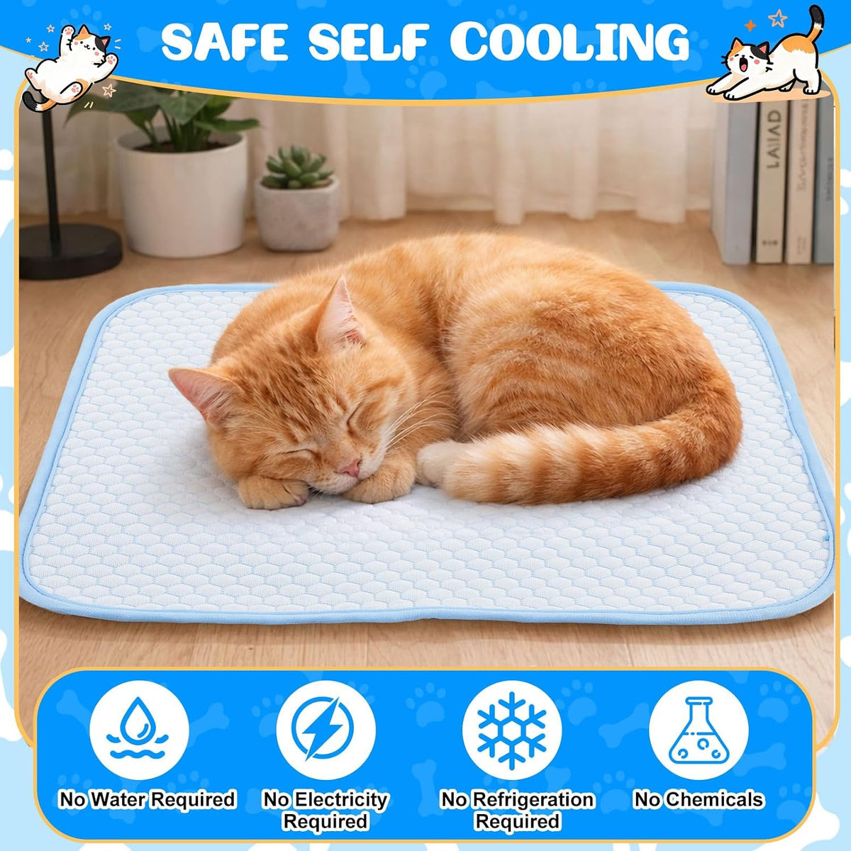 Chunful 4 Pack Dog Cooling Mat, 18 X 14 Inches Washable Self Cooling Pet Pad for Cats Dogs, Ice Silk Cold Kennel Crate Mat with Chill Fiber for Summer Indoor Outdoor Pet Sleeping