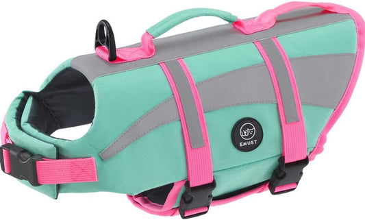 EMUST Dog Life Jacket, High Visibility Dog Life Vests with 2 Rescue Handles