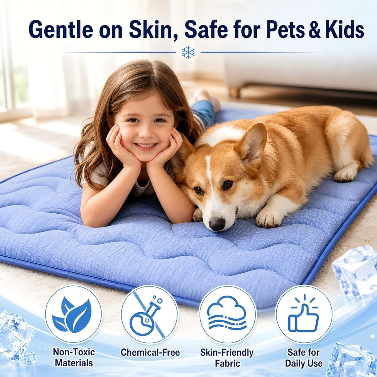 2 Pack Dog Cooling Mats, 25 X 19 in Q-Max 0.5+ Self-Cooling Pet Pads