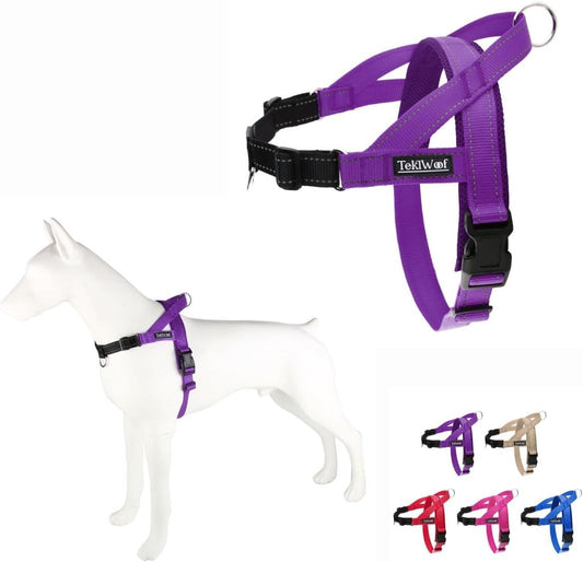 No Pull Dog Harness with Handle, Rear & Front Clip, Adjustable, Easy On/Off, Reflective, Lightweight & Mesh Padded, No Choke. Dog Harness Small Sized Dog (Purple-Black, Small)
