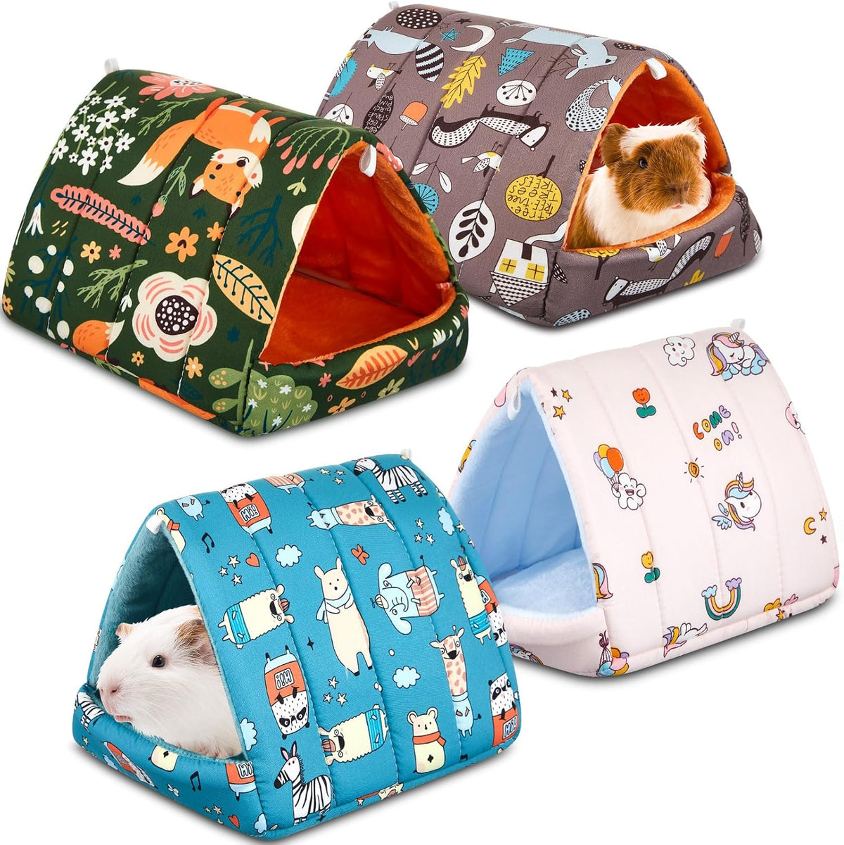 Cinnvoice Guinea Pig Hideout Bed Washable House Cage, Forest, 7.9 In