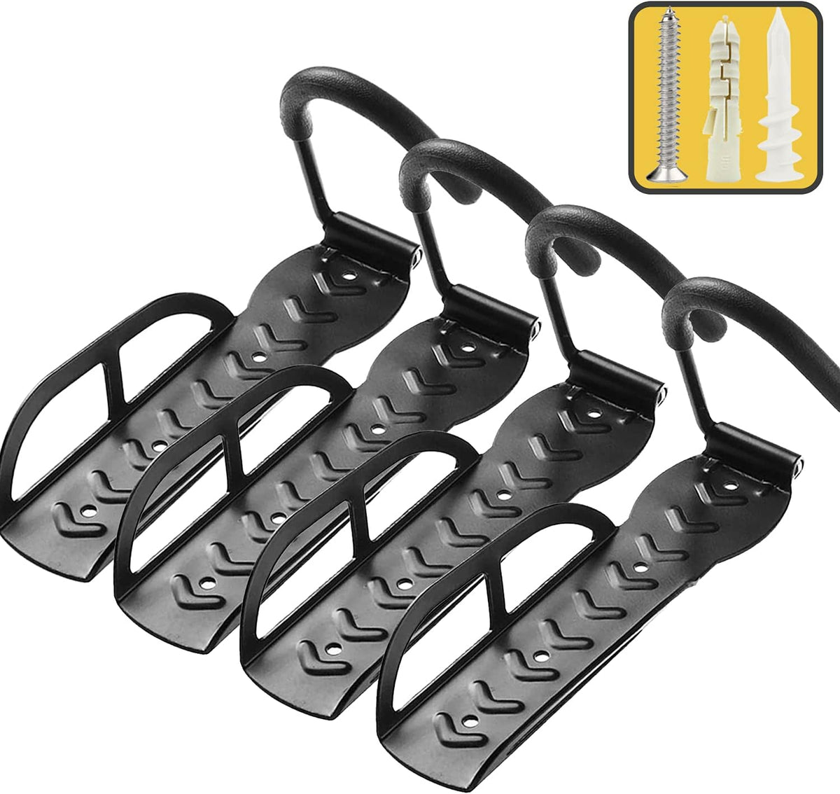 Bike Rack for Garage Wall Mount 4 Pack Vertical Bike Hooks Bicycle Hanging Hooks for Indoor Storage with Non-Reversible Hooks