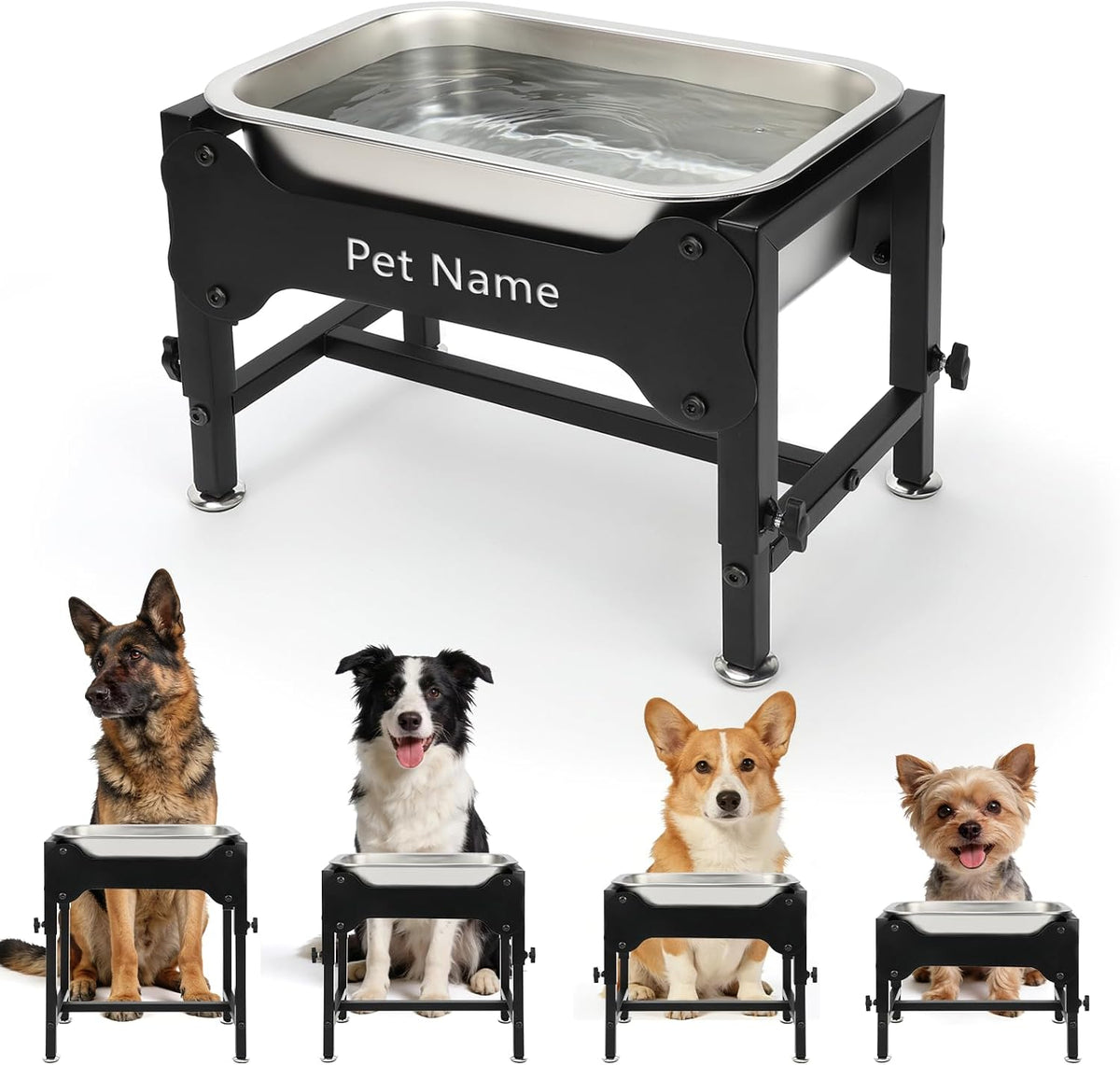 BWOGUE 1.25 Gal Elevated Dog Water Bowl, Raised Stainless Steel Bowl Stand