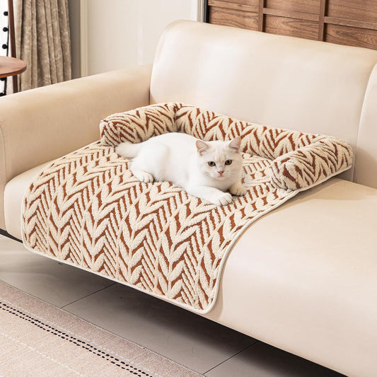 Calming Dog Bed Mats with Neck & Head Support, 31.5 X 23.62 Inch Khaki