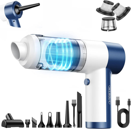 Handheld Vacuum Cordless, 16000PA High Power Car Vacuum with Brushless Motor, 4-In-1 Portable Mini Vacuum & Air Duster, 2 Speeds, 3 Washable Filters & Type C Charging for Pet Hair, Home, Car & Office