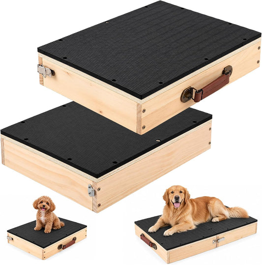 2 PCS Place Board Wooden Connectable Dog Training Platform, Black