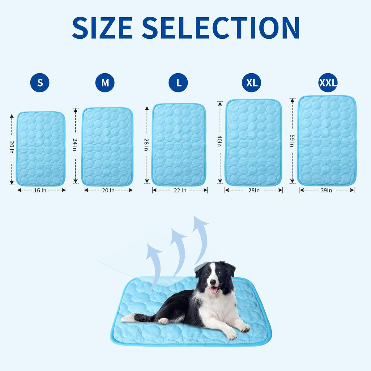 Cooling Mat for Dogs, Self-Cooling Ice Silk Dog Mat, Portable Washable Non-Slip Pet Cooling Pad for Indoor & Outdoor Summer Use, Breathable Dog Cooling Blanket for Large & Small Dogs (Blue, X-Large)