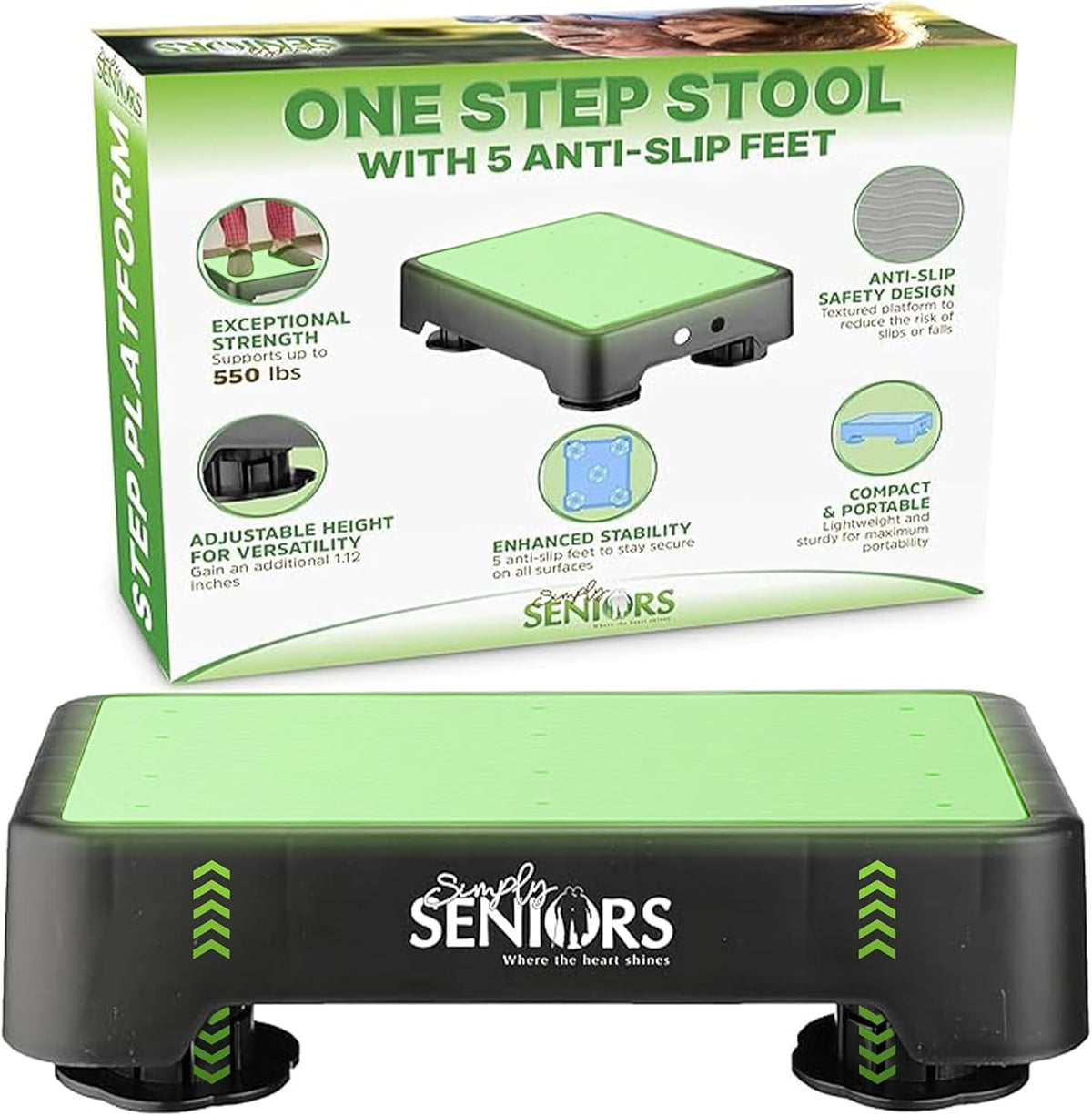 Simply Seniors Small Step Stools for Adults - Noctilucent Stepping Stool