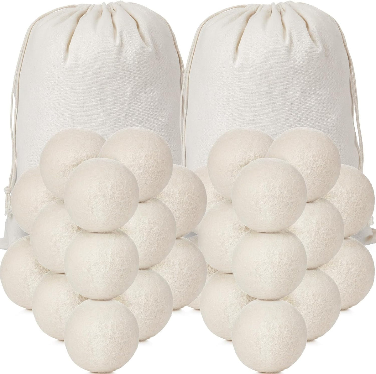 Roowest 46 Pcs Wool Dryer Balls Set with Muslin Bags for Laundry