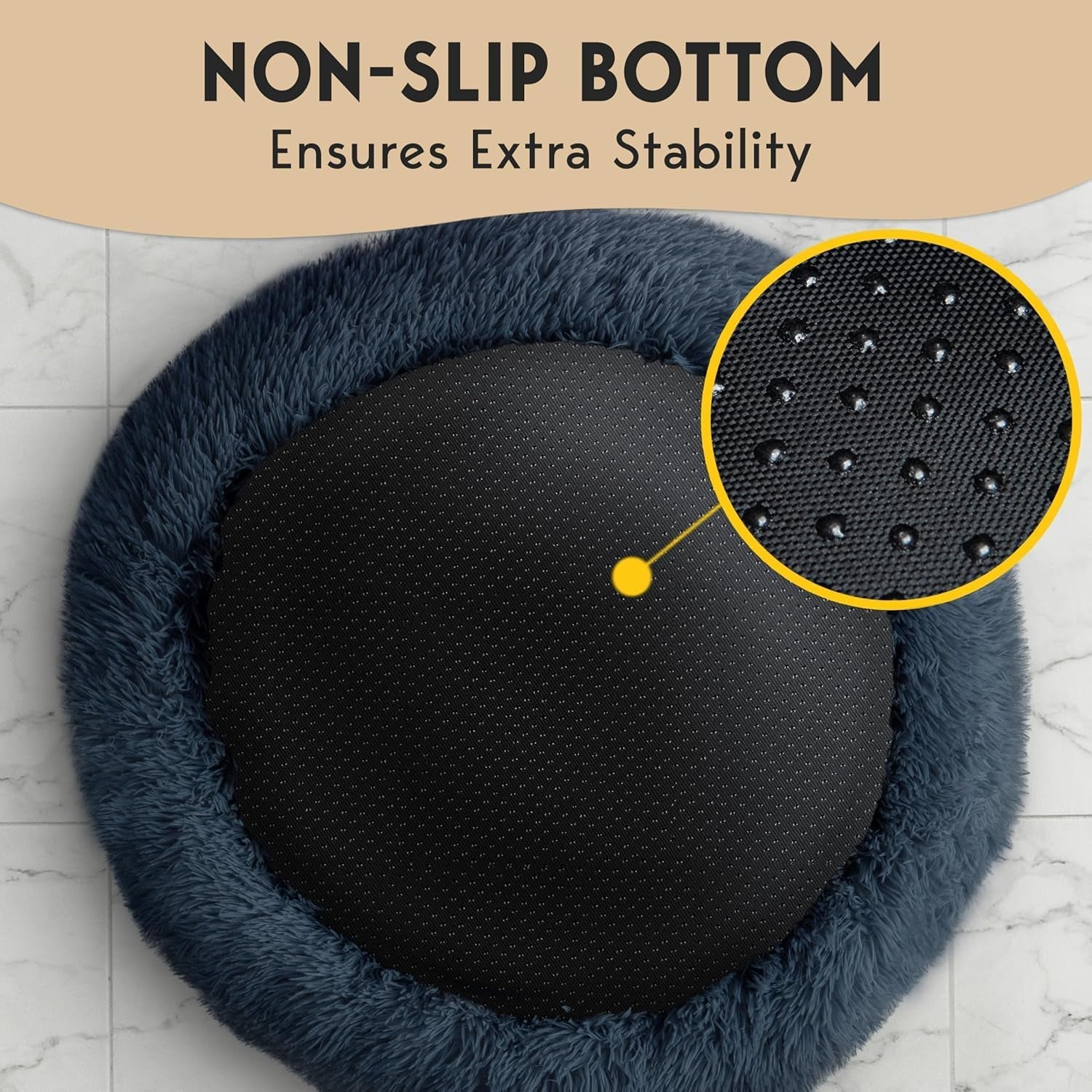 Petjett Calming Dog Bed Medium Size Dog - 30'' Donut Bed, Washable Dog Bed, Anti-Slip & Super Soft Fluffy Plush round Dog Bed, Anti-Anxiety Premium Comfort Pet Bed, Fits Dogs Upto 45 Lbs - Dark Grey