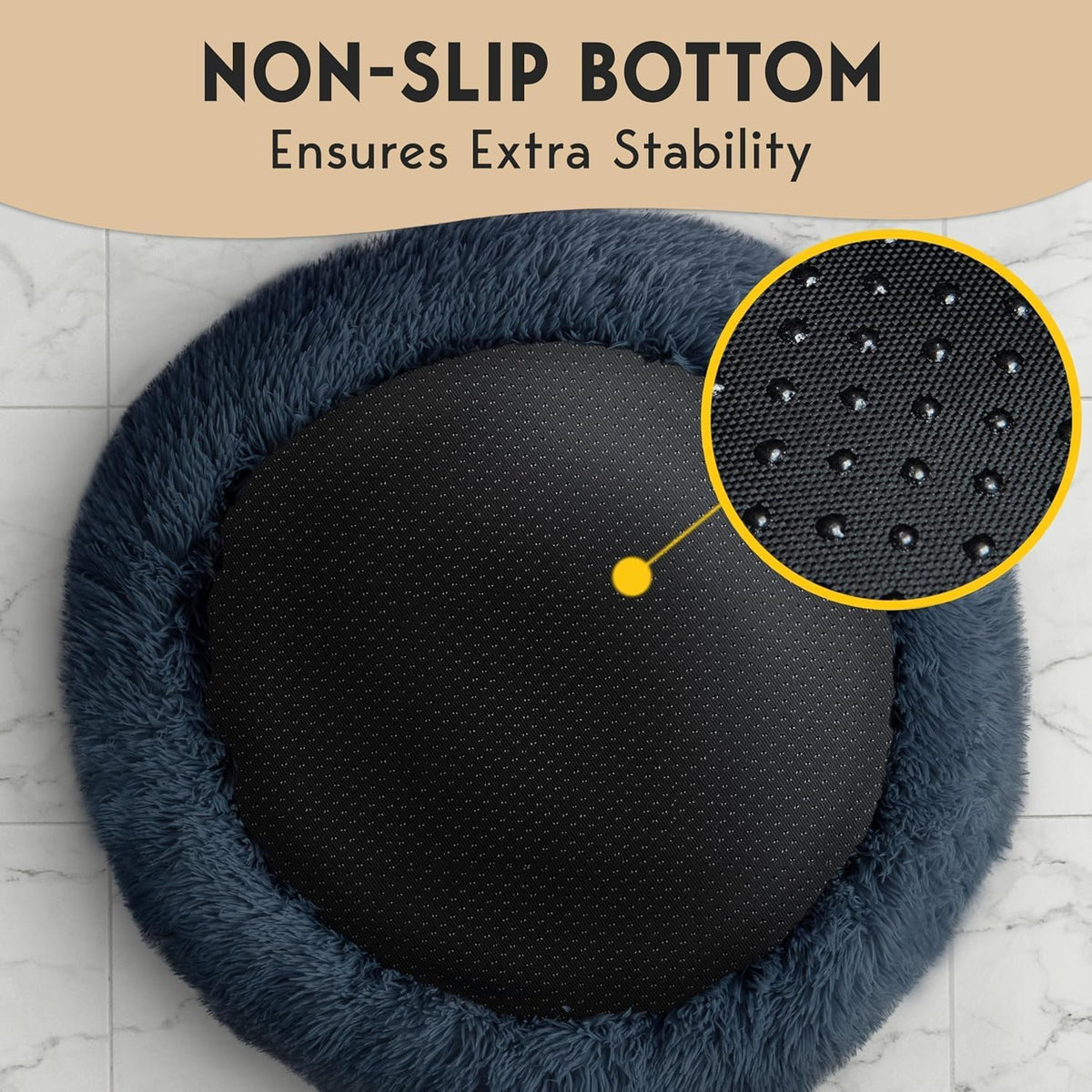 Petjett Calming Dog Bed Medium Size Dog - 30'' Donut Bed, Washable Dog Bed - Anti-Slip & Super Soft Fluffy Plush round Dog Bed, Anti-Anxiety Premium Comfort Pet Bed, Fits Dogs Upto 45 Lbs - Dark Grey