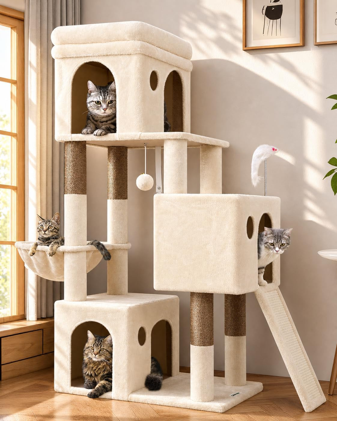 Globlazer Heavy Duty Cat Tree for Indoor Cats Large Adult, F52B, Beige