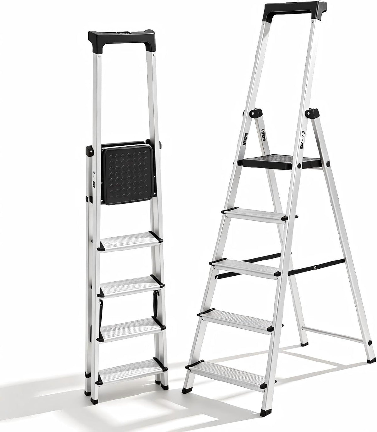 NEWBULIG 5 Step Ladder, 330Lbs Capacity Folding Aluminum Step Stool