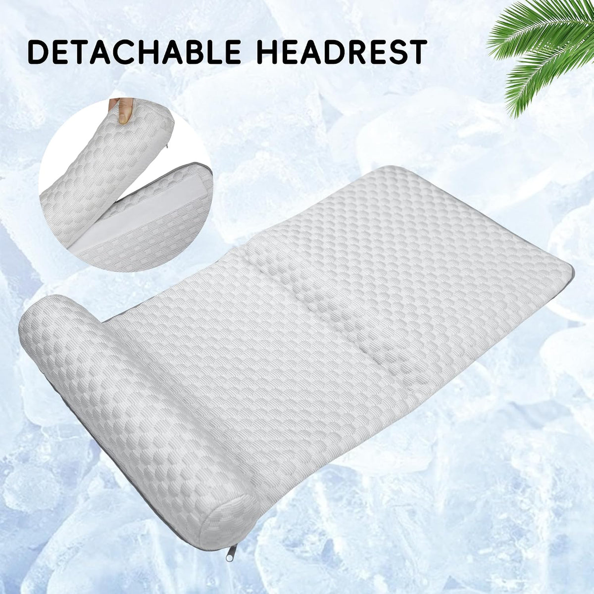 Dog Cooling Mat with Detachable Pillow - Pressure Relief Gel Pet Cooling Bed, Washable Cool-Tech Fabric Cooling Pad for Small Medium Dogs Cats, Summer Sleep Mat for Floor, Sofa, Car