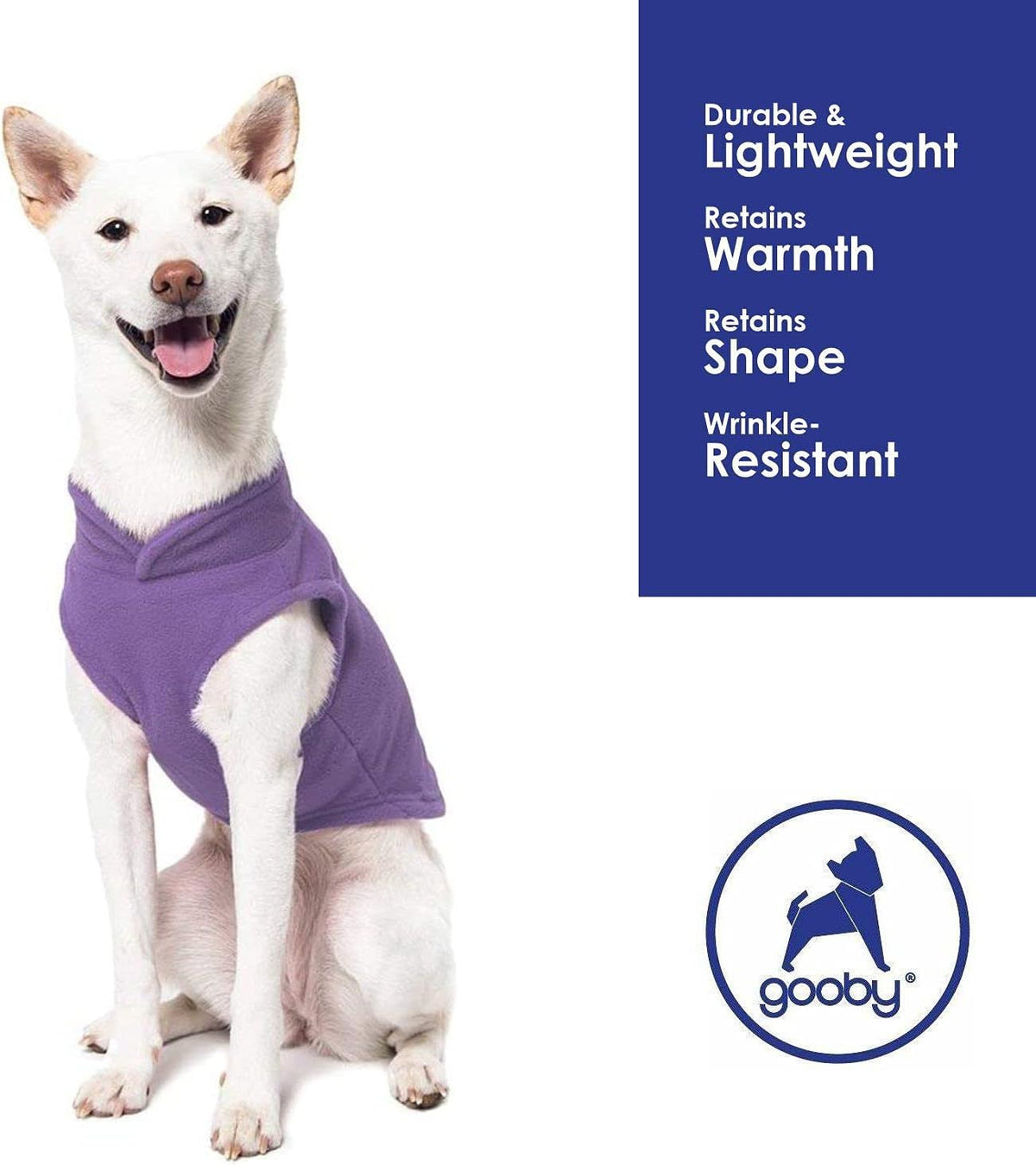 Gooby Fleece Vest Dog Sweater, Lavender, Medium
