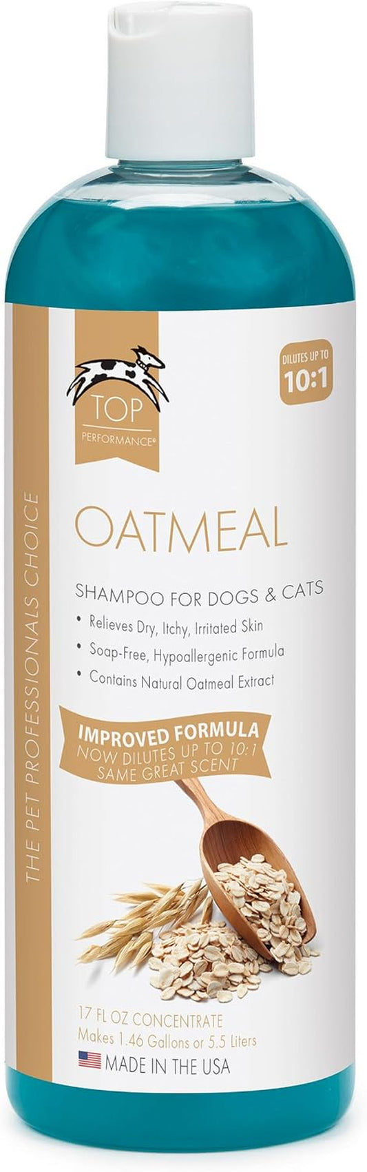 Top Performance Oatmeal Dog Shampoo and Cat Shampoo, 17 Oz. – Provides Remedy for Dry, Irritated and Itchy Skin on Pets