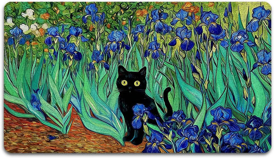Funny Black Cat Door Mat outside Entrance - Welcome Mats Cute for Patio, Wildflower Decorative Front Door Mats for Indoor Outdoor Porch inside Entryway, Housewarming Gifts Idea for Cat Lovers