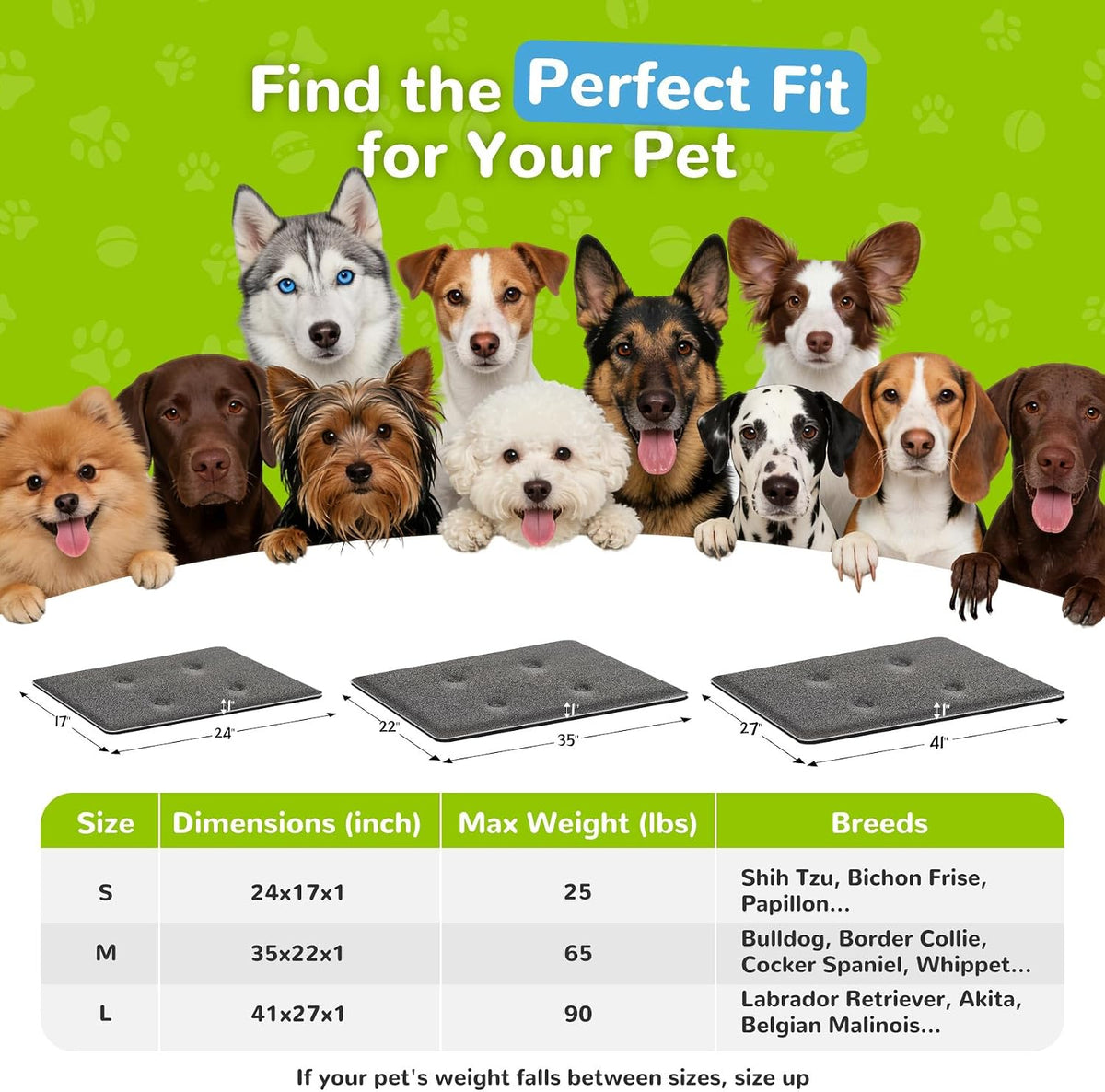 Indestructible Chew Proof Dog Bed, Heavy Duty Dog Crate Pad for Aggressive Chewers, Rip-Resistant Kennel Mat, Machine Washable Durable Pet Bed for Indoor Outdoor Use (L:41X27In)