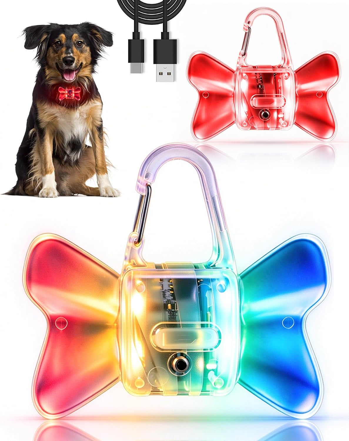 Dog Collar Light 2Pack Rechargeable,Dog Lights for Night Walking