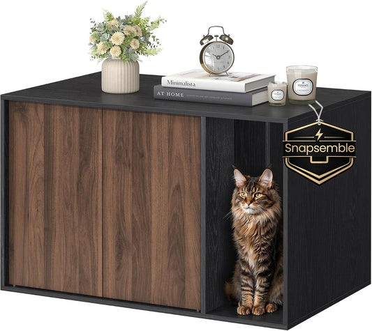 SONGMICS HOME Cat Litter Box Enclosure, Snapsemble Superfast Assembly