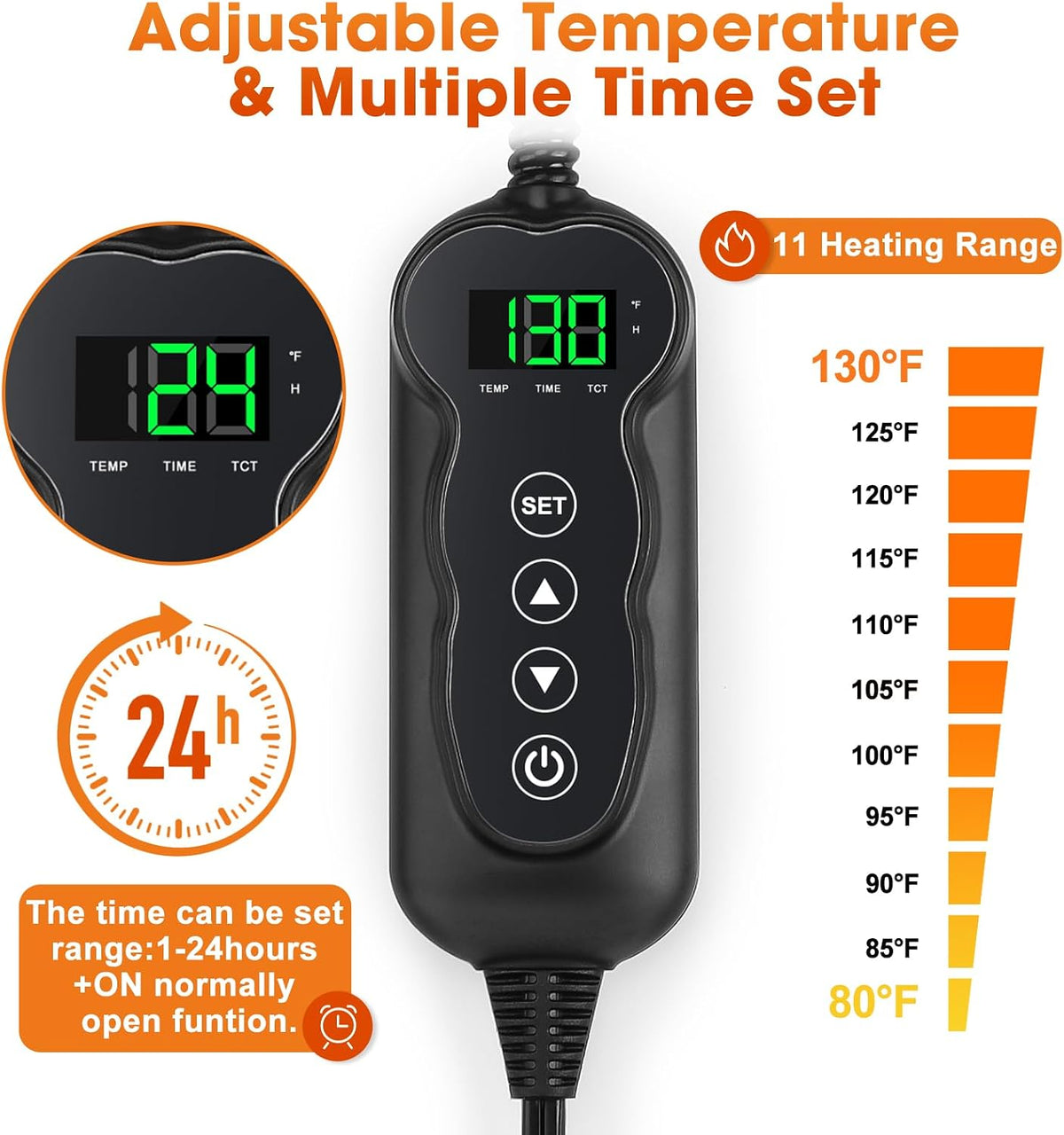 GASUR Heated Dog Bed, 28''X20'' Waterproof Cat Heating Pad with Timer Temperature Adjustable, Indoor Heated Electric Pet Bed for Cats Dogs, Auto Power-Off, Anti-Bite Pet Heated Pad, Medium