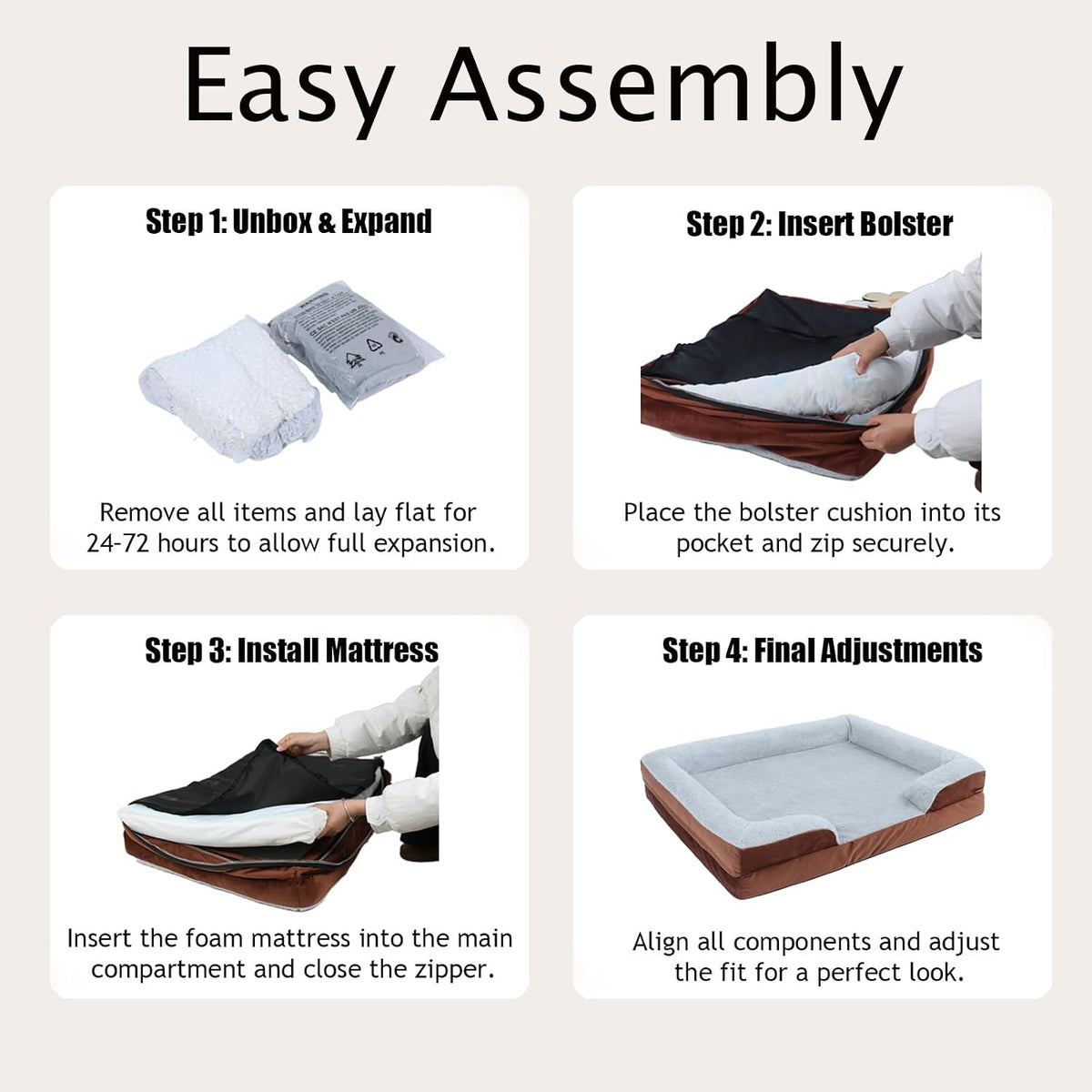 Orthopedic Extra Large Dog Bed, Memory Foam XL Dog Bed Couch, 44" L