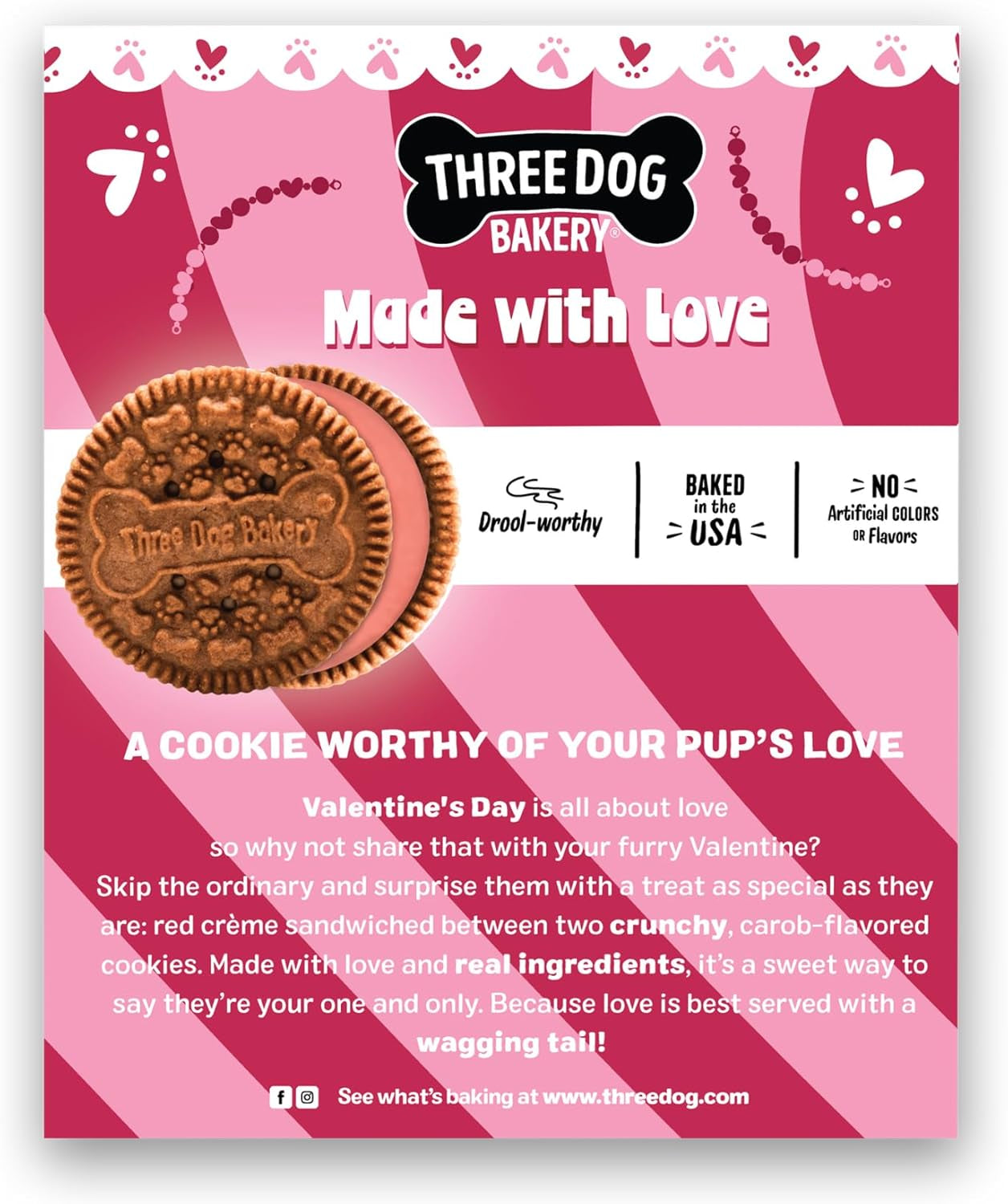 Three Dog Bakery Red Velvet Valentine'S Day Lick'N Crunch 13 Oz