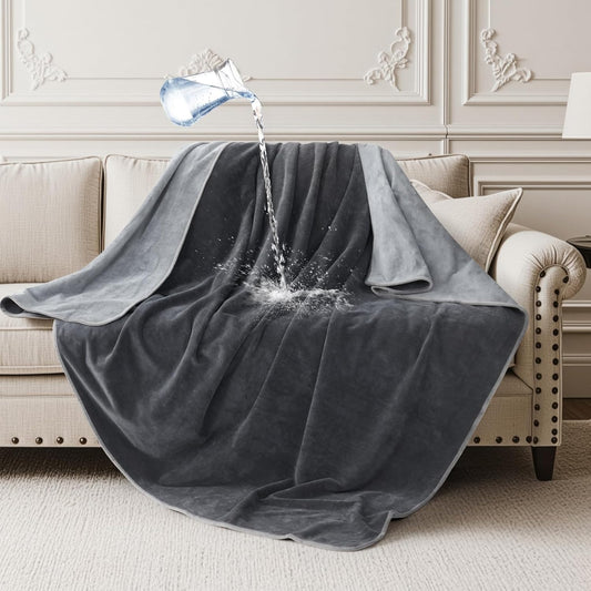 LOOBANI Waterproof Blanket for Couch, Double-Side Leakproof 40"X60", Grey