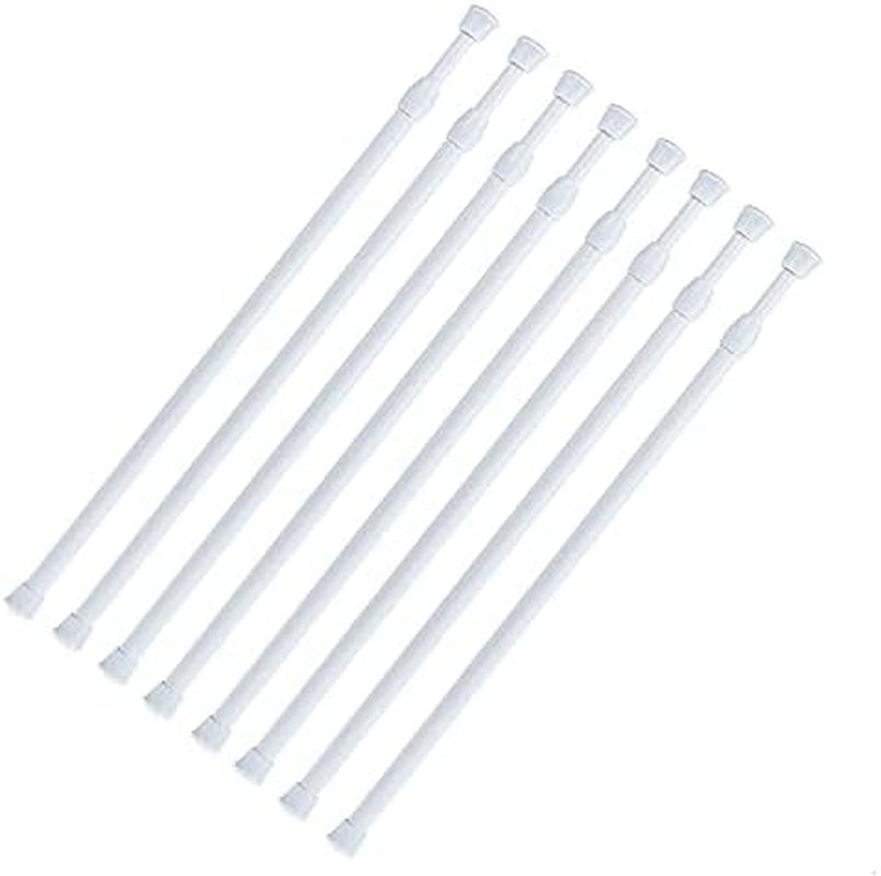 Tension Rods 28 to 48 Inches 8 Pack Spring Tension Rods,Adjustable Extension Spring Rods Closet Rod Cupboard Bars Thin Tension Curtain Rod for Windows,Kitchen, Bathroom,Cupboard,Wardrobe (WHITE)