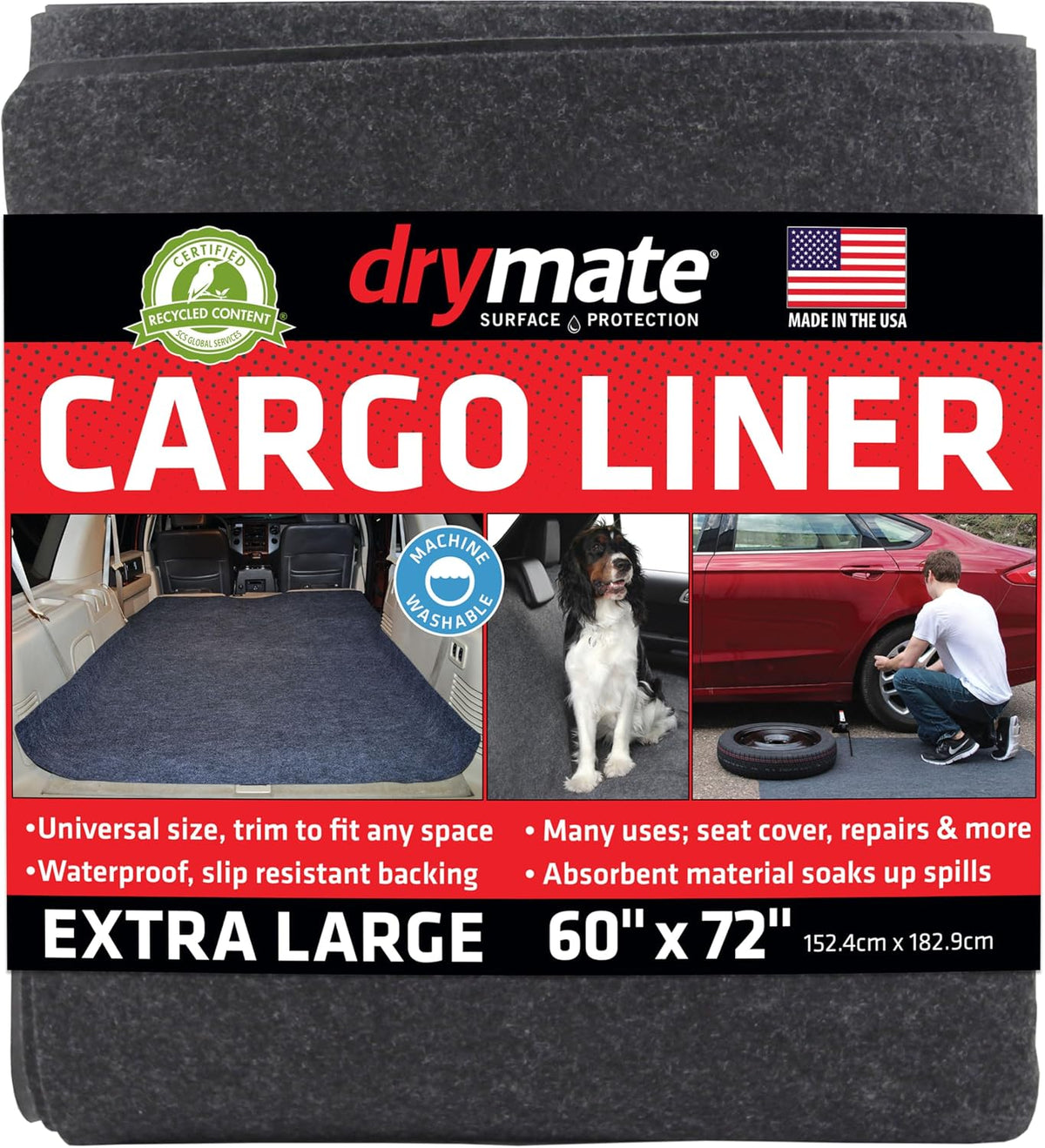 Drymate Cargo Liner, Trunk Mat, 60”X72”, Waterproof Protection, USA Made