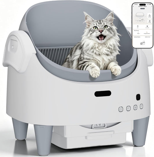 Automatic Self Cleaning Cat Litter Box – App Control, Odor-Free, Safe Sensors, Quiet, Multi-Cat,With Garbage Bags.