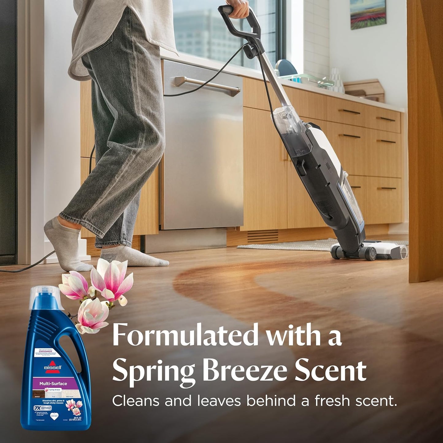 Bissell Multi-Surface Solution, for Use in Crosswave and Other Leading Hard Surface and Area Rug Cleaners, 80Oz, Dissolves Dirt, Grime, and Tough Sticky Messes