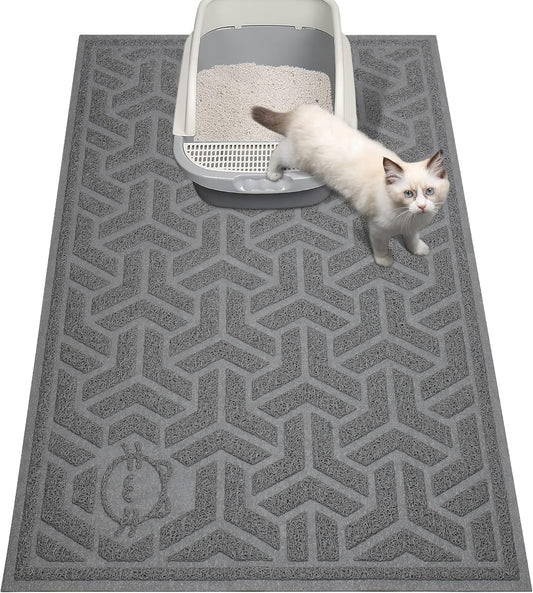 UPSKY Waterproof Cat Litter Mat Large 35" X 24" Soft on Kitty Paws, Gray