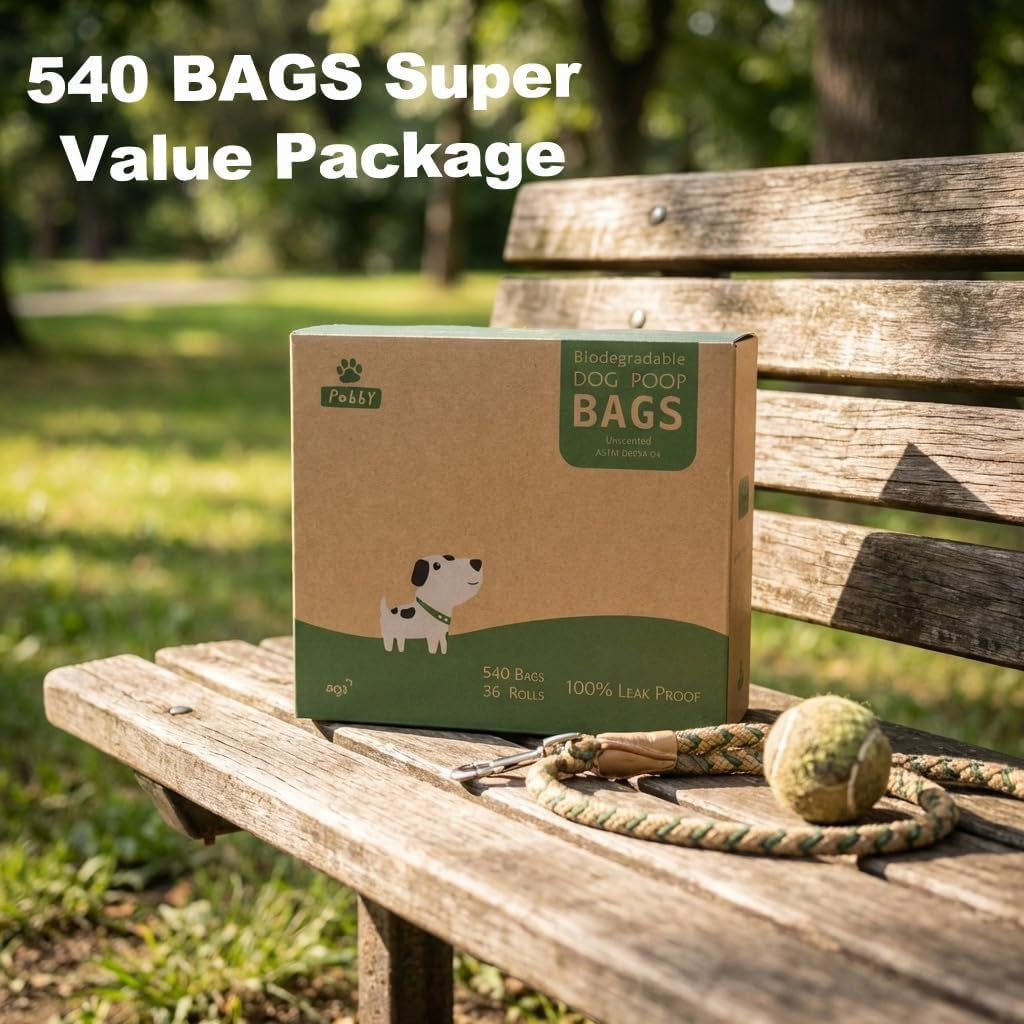 Dog Poop Bags Rolls 540 Count, Unscented Refill Rolls, 9" X 13" Doggie Poop Bags, Dog Waste Bags by Pobby