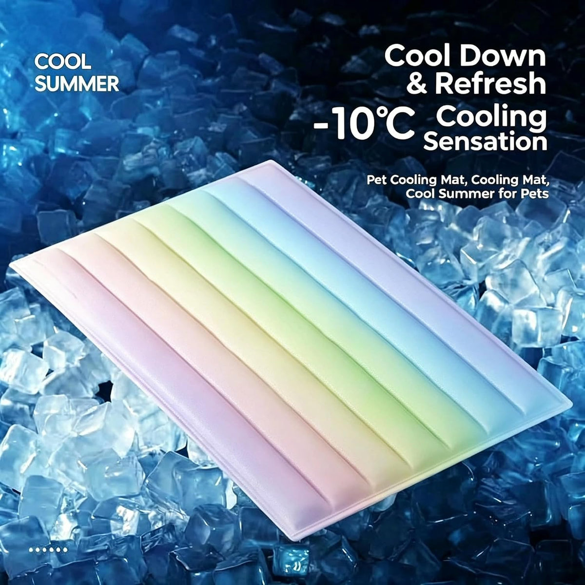 Dog Cooling Mat，Cooling Mat for Dogs & Cats，Cat Cooling Mat，Pet Cooling Mat，Cooling Gel Pad for Dogs & Cats，Summer Pet Cool Mat，Hand Washable，Pets Gel Cooling Pad (Rainbow Colors)