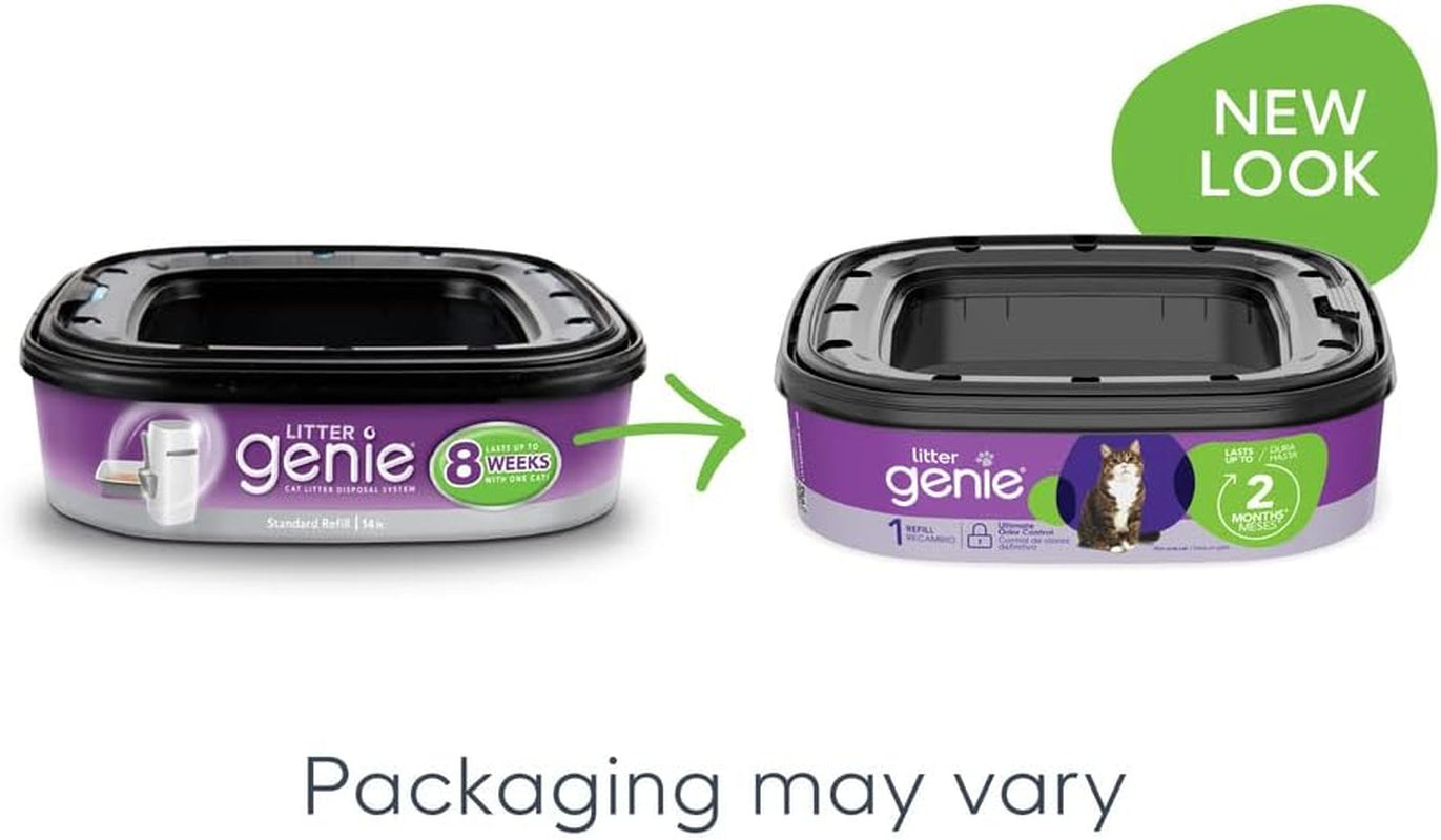 Litter Genie Refill Bags 14 FT (1-Pack) Multi-Layers of Odor-Barrier Technology 1 Square Refill Cartridge Lasts up to 2 Months per Cat