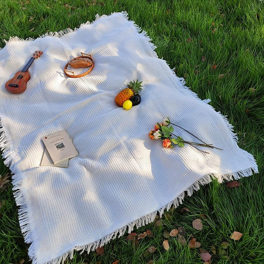 70"X 70" Picnic Blanket Extra Large,Layer Outdoor Blanket for 5 to 7 Adults,Camping Grass Lawn Park Accessories Cute Couple Gifts Ideas Wedding Registry for Park, Beach (Creamy Brown)