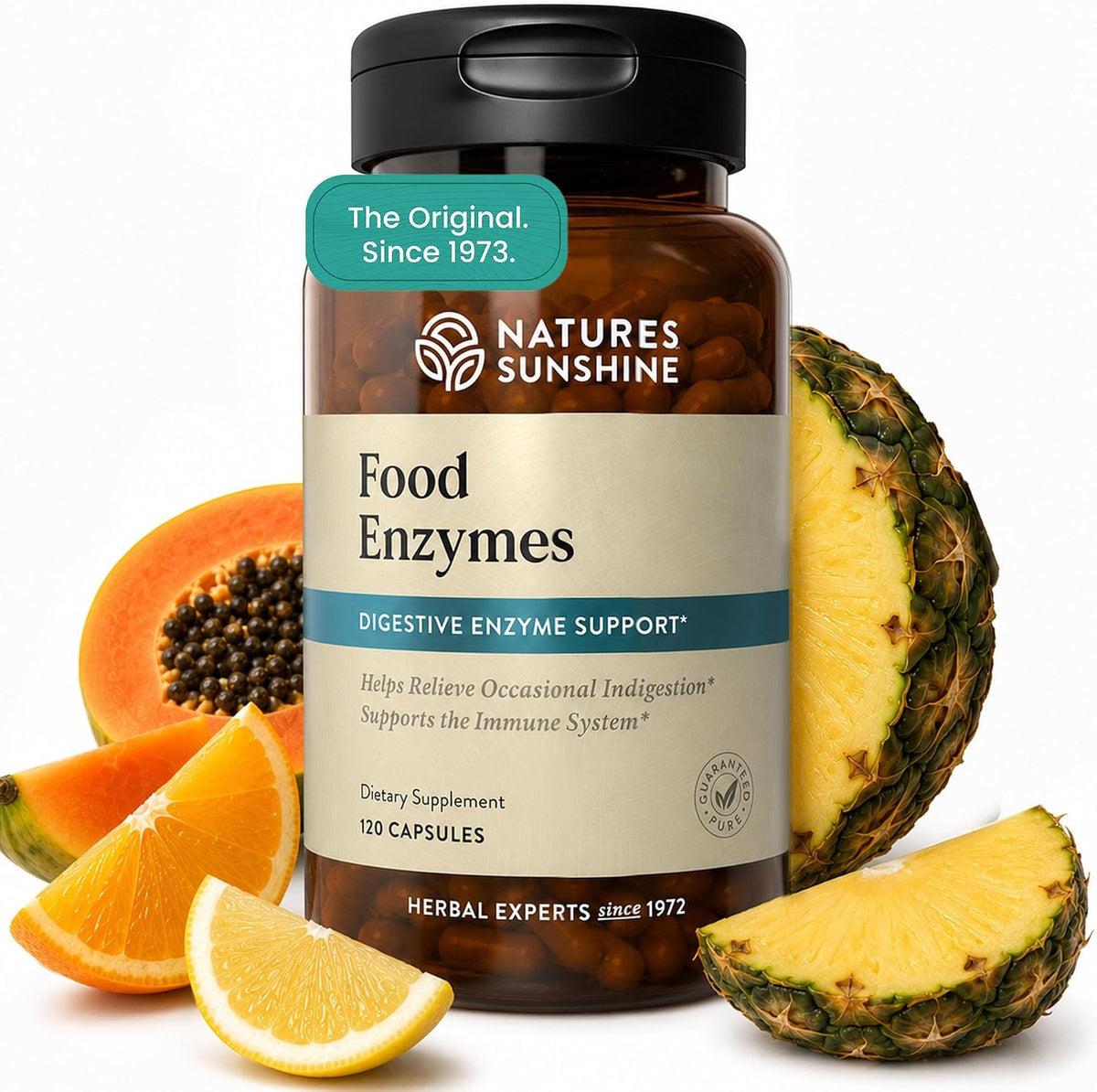 Nature'S Sunshine Food Enzymes - Digestive Support with Prebiotics and Probiotics for Gut Health - Digestive Enzyme Supplement for Digestive Health and Relief from Occasional Indigestion
